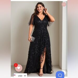 Elegant Black Long Sleeve Evening Dress